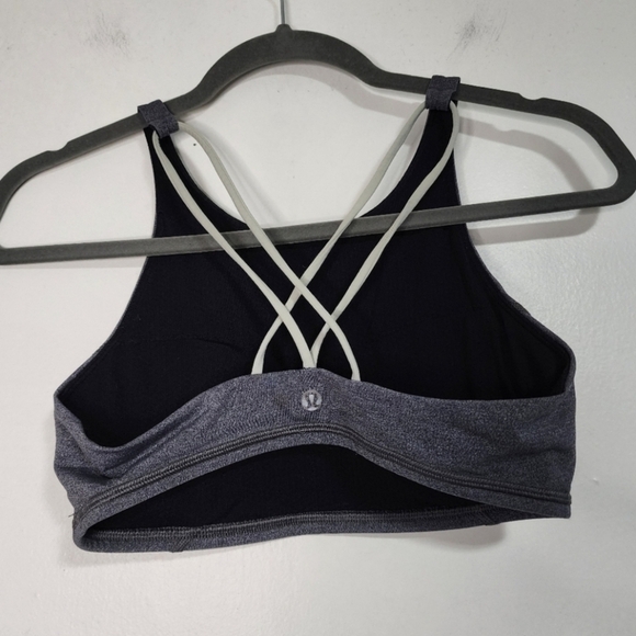 Lululemon Grey Soul Cycle Strappy Sports Bra Open back Yoga Workout Gym training - Picture 8 of 9